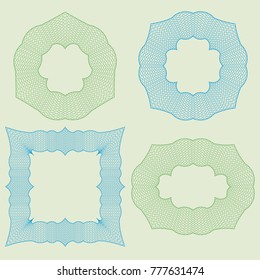 Set guilloche of elements. Templates for design. Decorative framework. Vector illustration.
