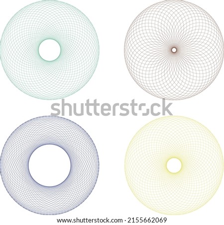 A set of guilloche. Various shapes spirographs for design