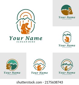 Set of Guinea pig with Mountain Logo Design Template. Mountain with guinea pig logo concept vector. Creative Icon Symbol