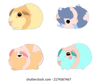 Set with guinea pigs. Vector art