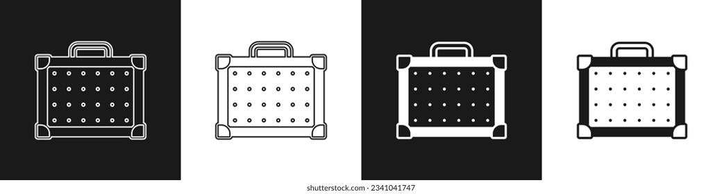 Set Guitar amplifier icon isolated on black and white background. Musical instrument.  Vector