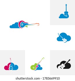 Set of Guitar with Clouds design vector template. Simple set of electric guitar vector icons