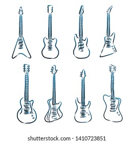 Set guitar contour vector illustration 