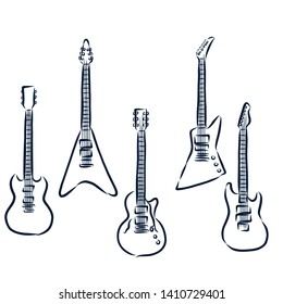 Set guitar contour vector illustration 