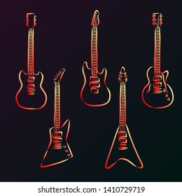 Set guitar contour vector illustration 