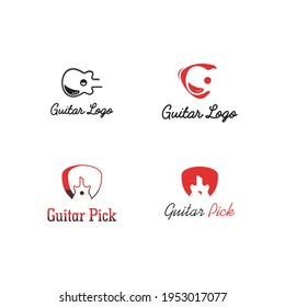 set of guitar design logo template - vector image
