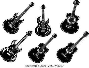 Set of Guitar design silhouette vector illustration