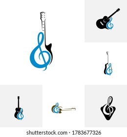 Set of Guitar logo concept design vector template. Simple set of electric guitar vector icons