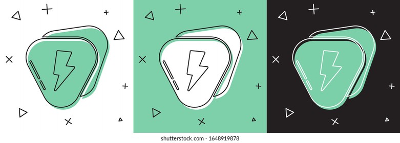 Ajuste el icono de selección de guitarra aislado en fondo blanco y verde, negro. Instrumento musical.  Ilustración vectorial