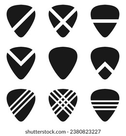 Set of guitar picks vector icon isolated on white background