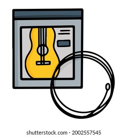 set of guitar strings doodle illustration. musical equipment, electric or classical strings pack.