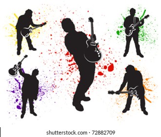 set of guitarist silhouette