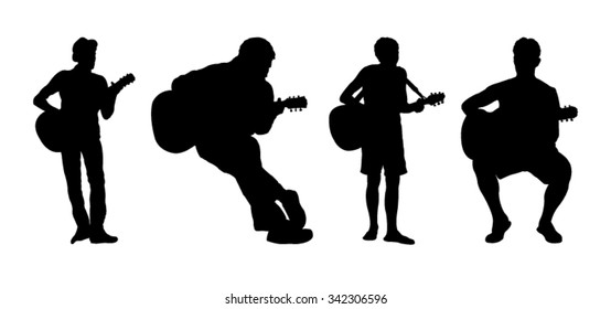 Set of Guitarists Silhouettes