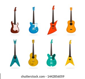 Set of guitars isolated on white background. Vector illustration