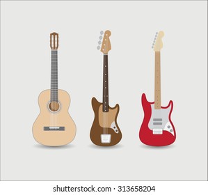Set of guitars. Vector illustration