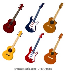 Set of guitars. Vector illustration.