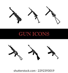 Juego de armas. Iconos de armas. Ilustración vectorial.