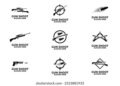 Conjunto de Vector de diseño de logotipo de pistola, colecciones de icono de Vector de logotipo vintage de pistola creativa