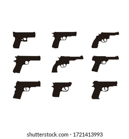 conjunto de diseños vectoriales de colección de siluetas de armas