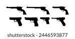 set of gun silhouettes - vector illustration