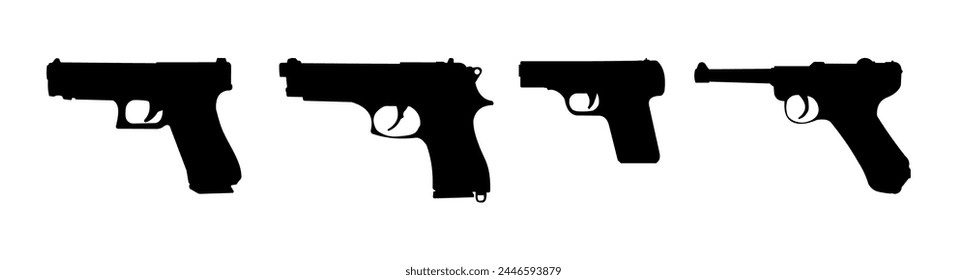 set of gun silhouettes - vector illustration
