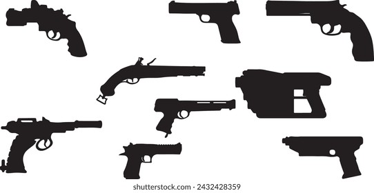 Conjunto de silueta de armas - Vector EPS10 