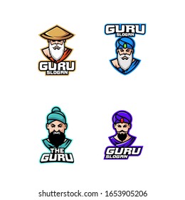 Set Of Guru Head Logo Icon Design Vector