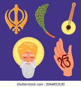 set of guru nanak jayanti icons