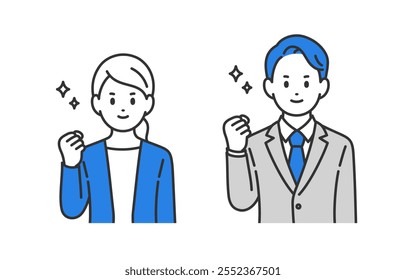 Set of gut-punching business person【vector／illustration／person】