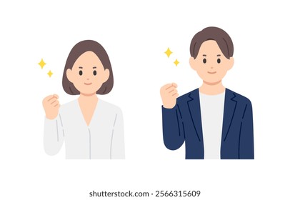 Set of gut-punching business person【Vector／Illustration／Person】