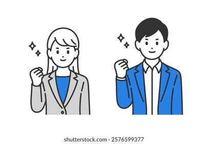 Set of gut-punching business person【Vector／Illustration／Person】