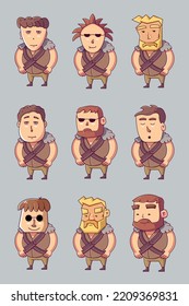 A set of guy with different bodies drawing vector art.