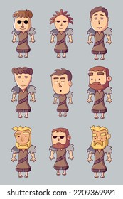 A set of guy with different bodies drawing vector art.