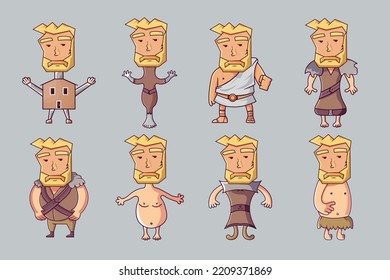A set of guy with different bodies drawing vector art.