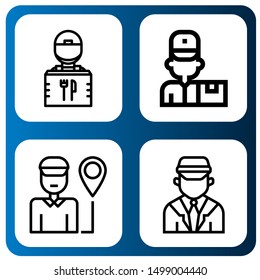 Set of guy icons such as Delivery guy, Delivery man, Chauffeur , guy