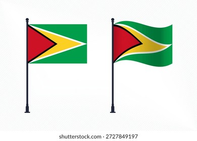 Conjunto de bandeiras da Guiana isolado para a celebração do Dia da Independência