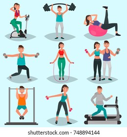 Set Guys Girls Engaged Physical Training Stock Vector (Royalty Free ...