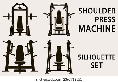 Juego de vectores de silueta de equipo de gimnasio, elemento Fitness ilustración de máquina Paquete