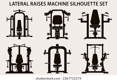 Set Of Gym Equipment Silhouette vector, Fitness element machine illustration Bundle