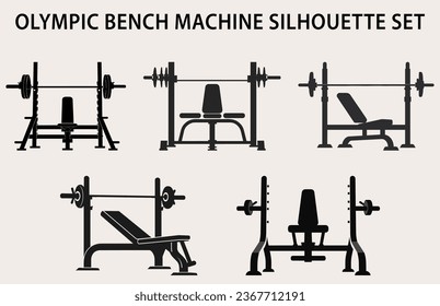 Set Of Gym Equipment Silhouette vector, Fitness element machine illustration Bundle