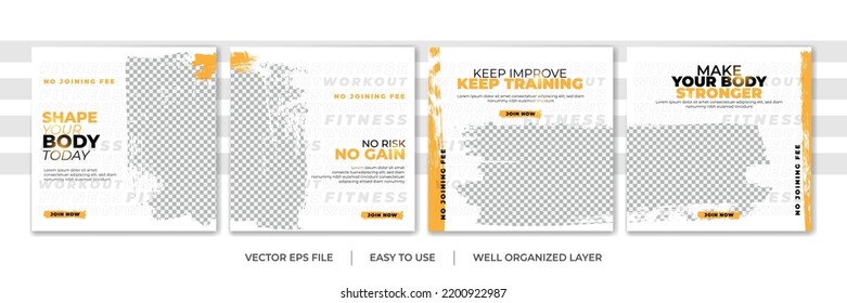 Plantilla de diseño de publicaciones en redes sociales Gym Fitness