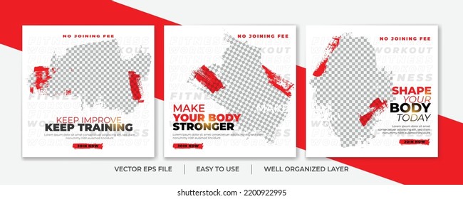 Set of Gym Fitness social media post design template