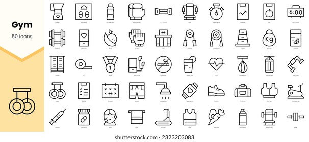 Set of gym Icons. Simple line art style icons pack. Vector illustration