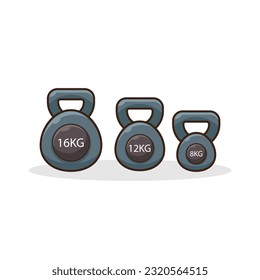 Set of gym kettlebells flat icon. Dumbbell, weight, Tool for sports and fitness. Sport and fitness symbol, color editable, Design elements for logo, label, sign, and emblem. Vector illustration