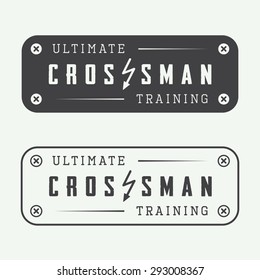 Set of gym logos, labels, badges and elements in vintage style