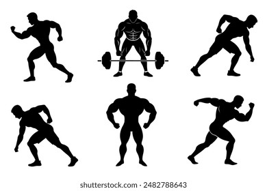 Set of gym silhouette vector illustration