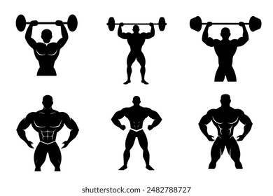 Set of gym silhouette vector illustration image