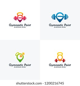 set of Gymnastic logo designs concept vector, Fitness Center logo template