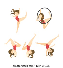 Set of Gymnastics vector cartoon illustration