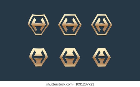 Set of H Letter Logo Template Design Vector Elements